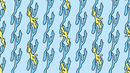 Hand drawn pattern laminaria and sea life motiv vector