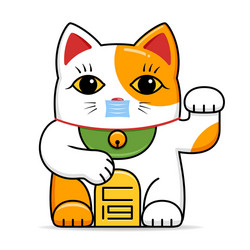 maneki neko in mask on white background vector image