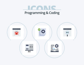 programming and coding flat icon pack 5 vector image