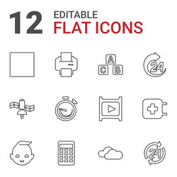 12 glossy icons vector