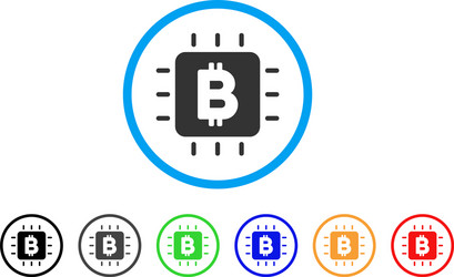 bitcoin processor chip rounded icon vector image