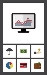 Flat icon incoming set of graph chart billfold vector