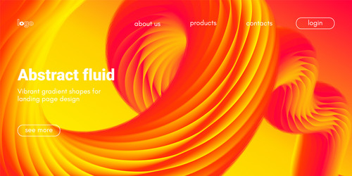 Landing page template with abstract fluid shapes vector