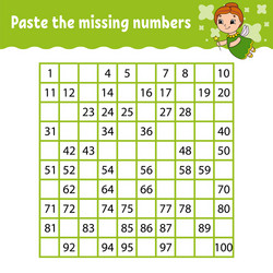 paste missing numbers handwriting practice vector image