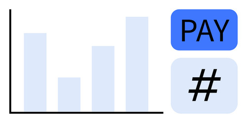 finance bar graph with payment and hash tag vector image