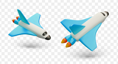 3d shuttle in flight colorful spaceship view vector image