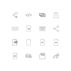 files and folders sign linear thin icons set vector image