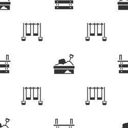 Set bench sandbox with sand and double swing vector