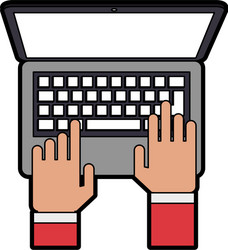 hands typing on laptop computer topview icon image vector image