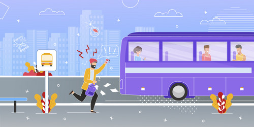 passenger running trying to catch up bus vector image