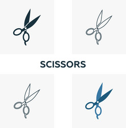 Scissors icon set four elements in different vector