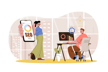 seo optimization web character concept marketers vector image