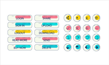 Set button with icon for website and applicatio vector