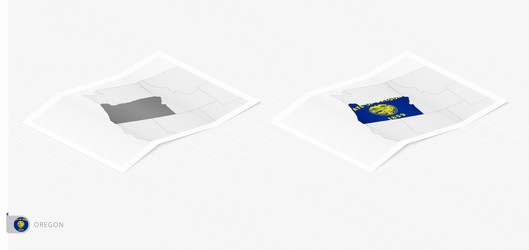set of two realistic map oregon with shadow vector image