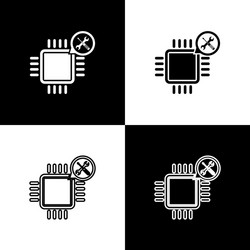 set processor with screwdriver and wrench icon vector image