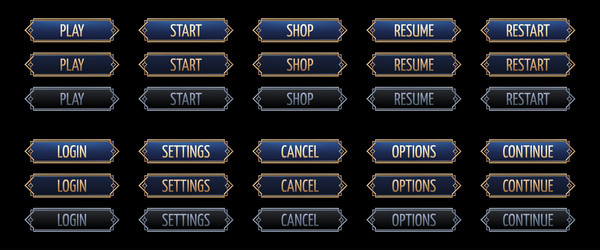 art deco game interface button ui animation frame vector image