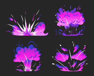 bomb and weapon violet explosions set vector