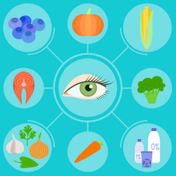 infographics of food helpful for healthy eyes vector