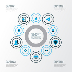 interface icons colored set with group unlock vector image