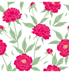 Seamless pattern with red peony flowers vector