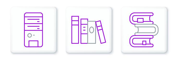 set line book computer and icon vector image