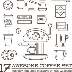 set of coffee elements and accessories can vector image