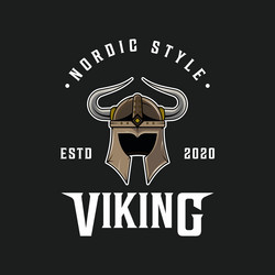 Viking Helmet Logo - Nordic Warrior Vector Image