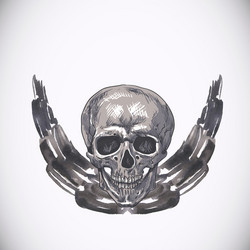 abstract background with skull wings and flowers Vector Image