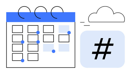 cloud-based calendar with metadata tag vector image