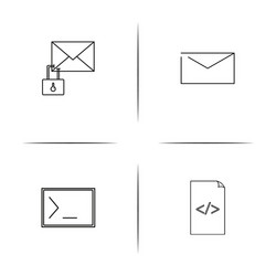 cyber security simple linear icon setsimple vector image