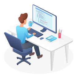 Isometric Programmer Character vector image