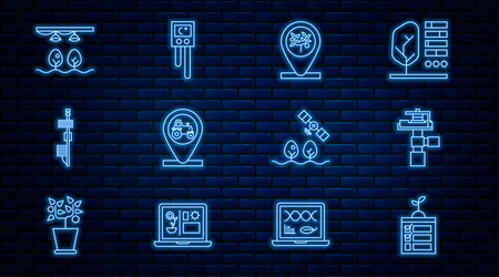 set line smart farming technology automatic vector image