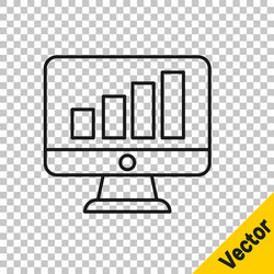 black line computer monitor with graph chart icon vector image