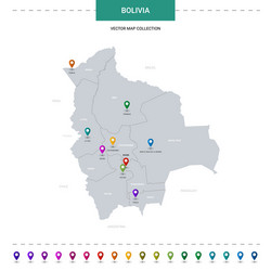 bolivia map with location pointer marks vector image