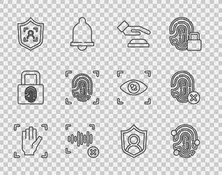 set line palm print recognition fingerprint vector image