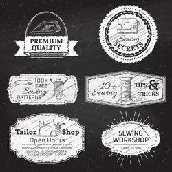 set of chalk linear design elements vector image