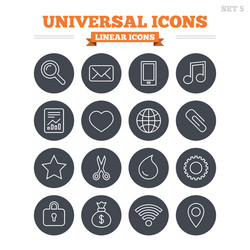 Universal linear icons set thin outline signs vector