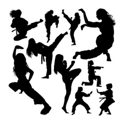 Female Martial Arts Silhouettes Vector Image