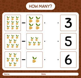 how many counting game with longan worksheet vector image