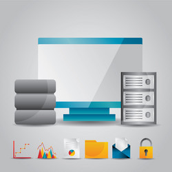monitor computer data base server technology vector image