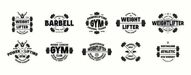 set of emblems on gym workout bodybuilding Vector Image