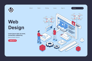 web design concept in 3d isometric vector image