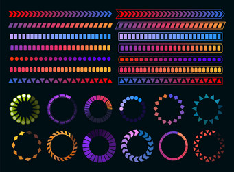 loading process and status bar icons hud vector image
