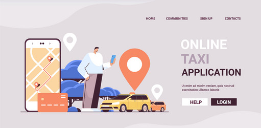 Man Ordering Taxi via App vector
