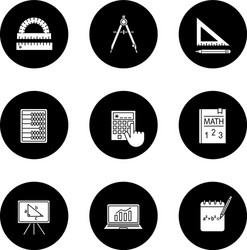 Mathematics glyph icons set vector