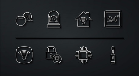 set line voice assistant wi-fi wireless internet vector image