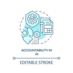 2d thin line blue icon accountability in ai vector