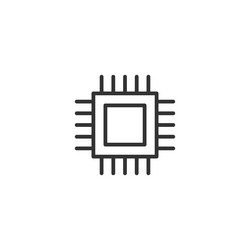 cpu for computer and smartphone icon in flat vector image