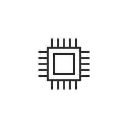 Cpu for computer and smartphone icon in flat vector