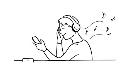 Headphones Line Art Icon Vector Image